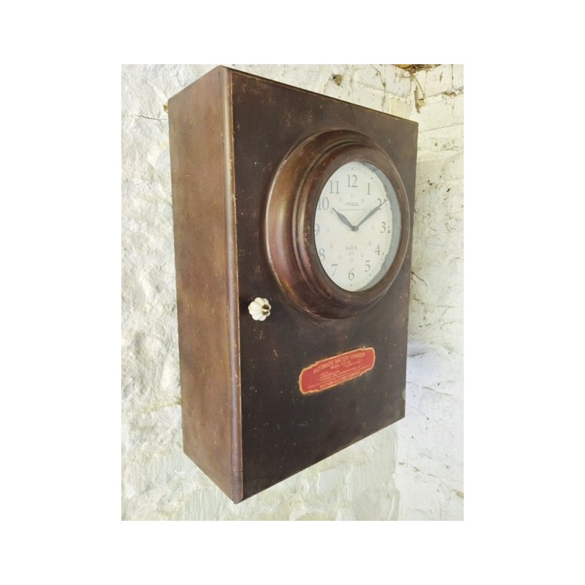 Vintage industrial wall clock made in iron with pumpkin handle • UK, US & Canada