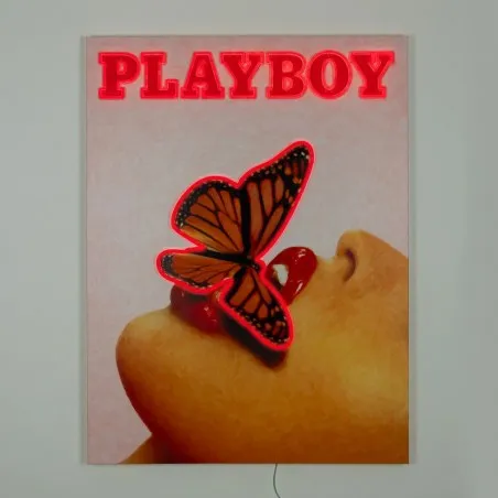 Playboy Butterfly Cover LED Neon Wall Art – Red Neon Glow on Canvas Smithers Your Custom Neon Sign & Neon Signs | Handmade in...