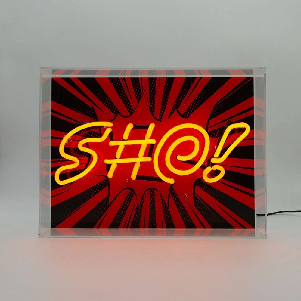(S.H.I.T) Glass Neon Box Sign – Retro Comic-Style LED Statement Light Smithers Your Custom Neon Sign & Neon Signs | Handmade ...