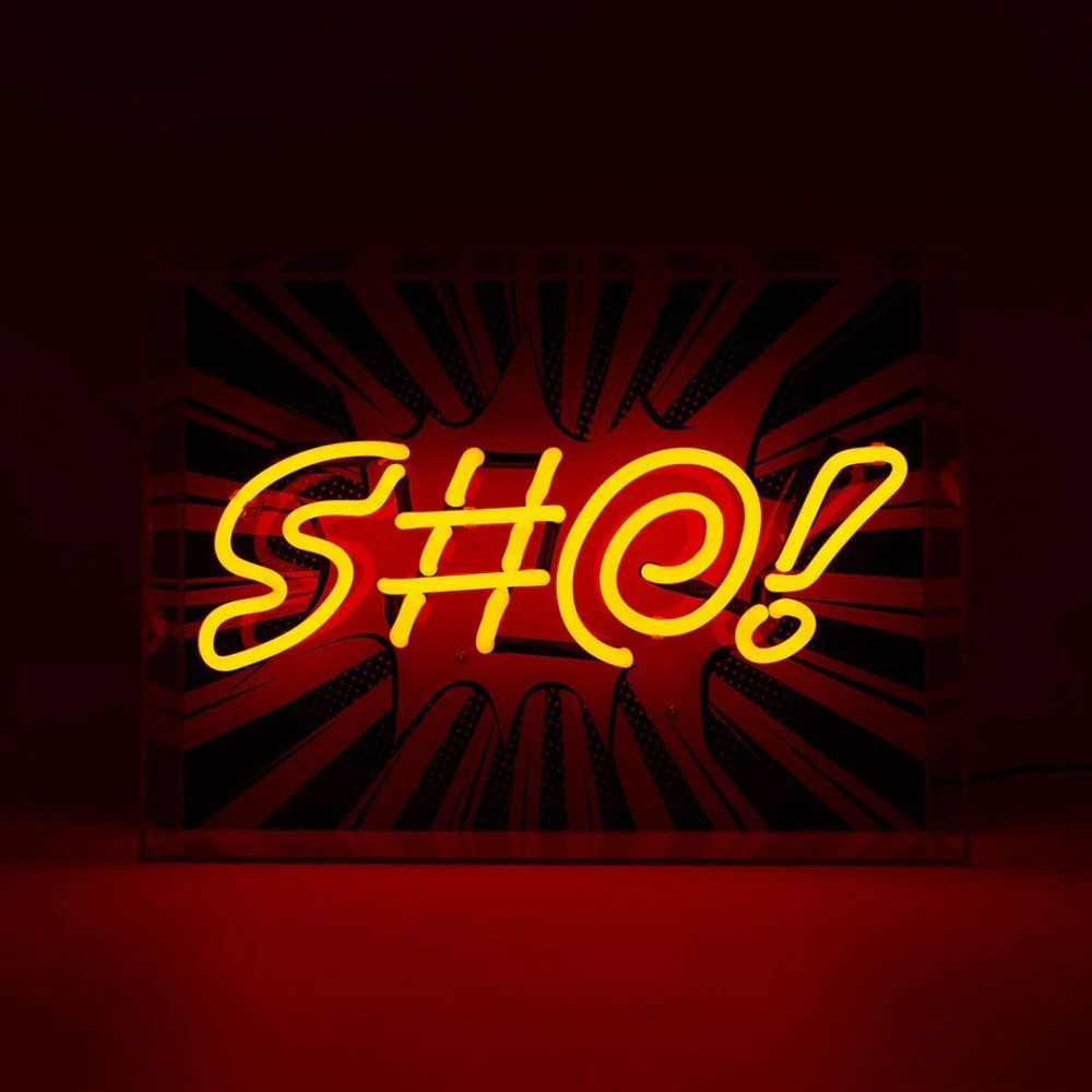 (S.H.I.T) Glass Neon Box Sign – Retro Comic-Style LED Statement Light Smithers Your Custom Neon Sign & Neon Signs | Handmade ...