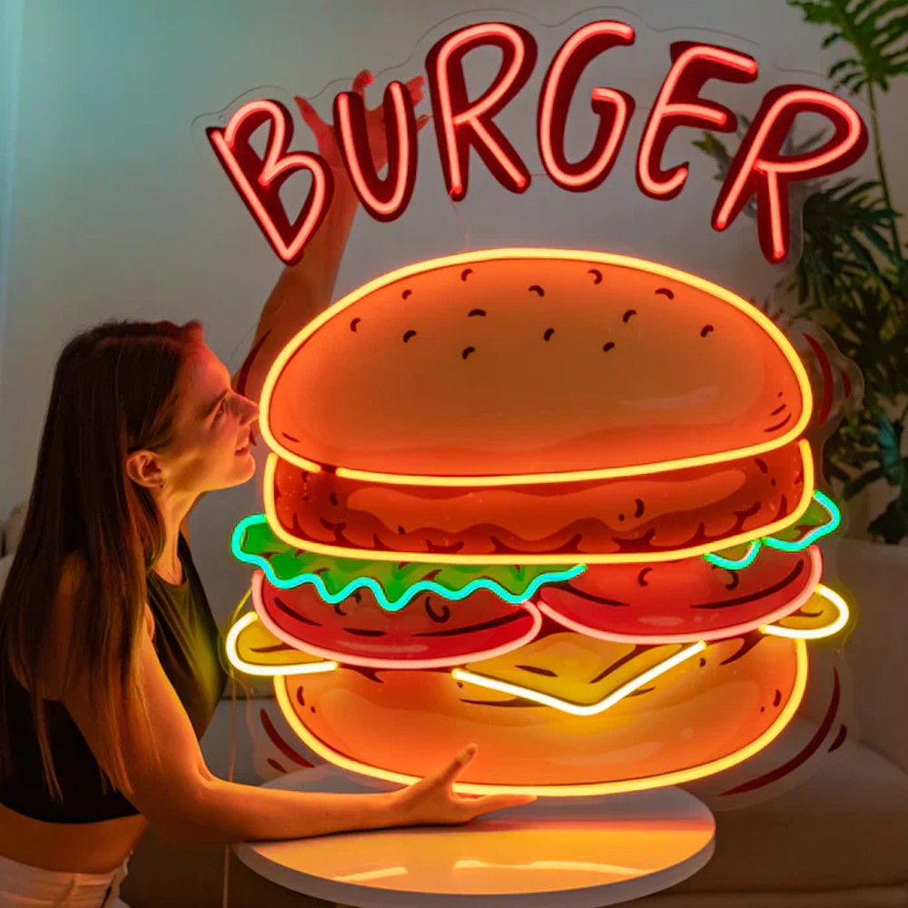 Neon Burger Sign  Lighting £265.00      product_features