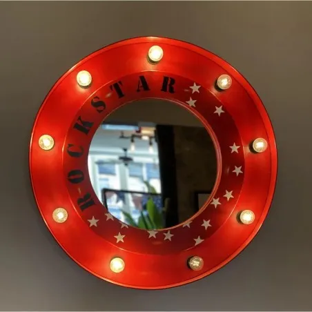 Rockstar Hollywood Mirror &ndash; Retro Bulb Frame in Red Decorative Mirrors &pound;400.00 product_features