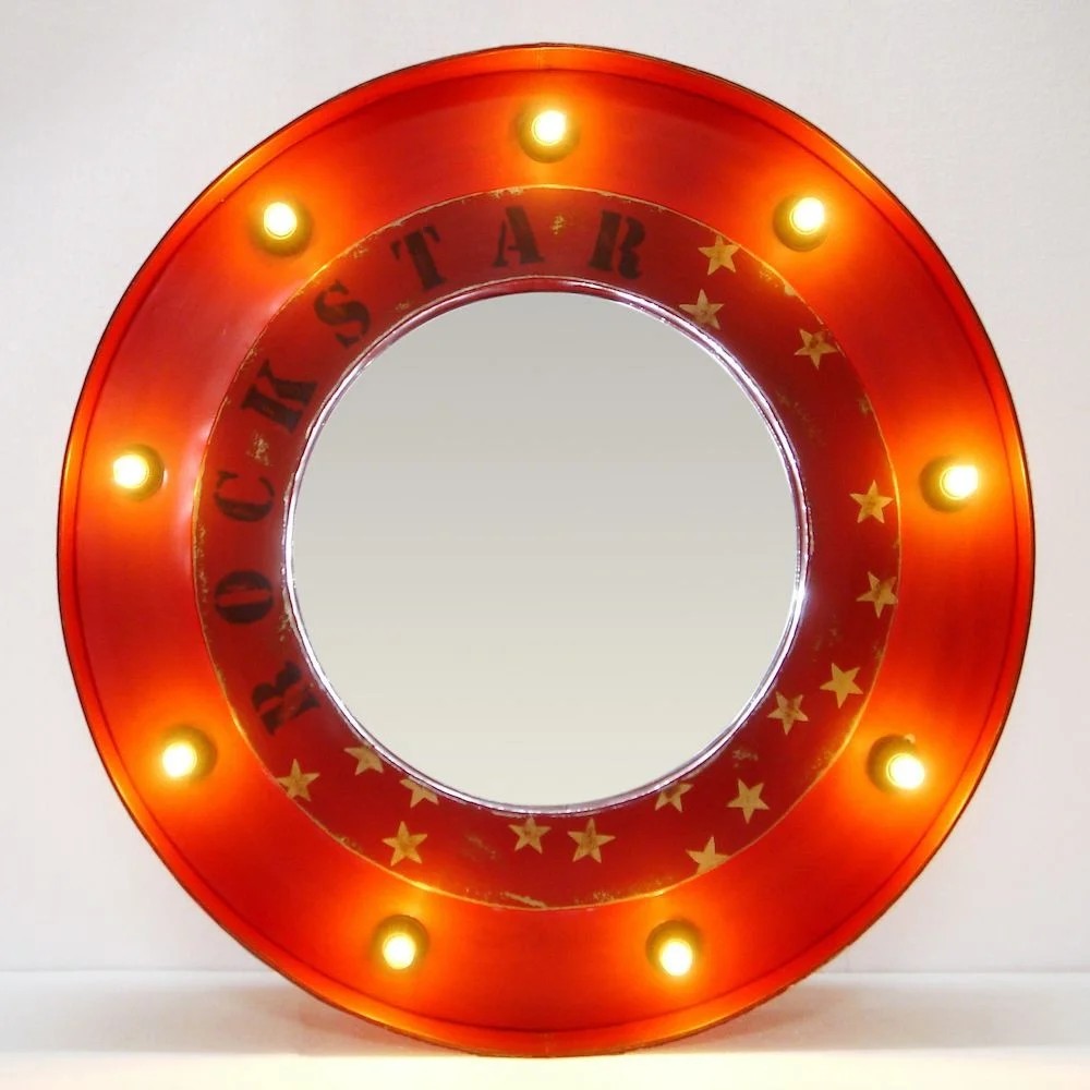 Rockstar Hollywood Mirror – Retro Bulb Frame in Red Decorative Mirrors £400.00 product_features