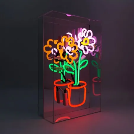 Neon Signs with Flowers – ‘Flowers in Pot’ Retro Lightbox Smithers Your Custom Neon Sign & Neon Signs | Handmade in London by...