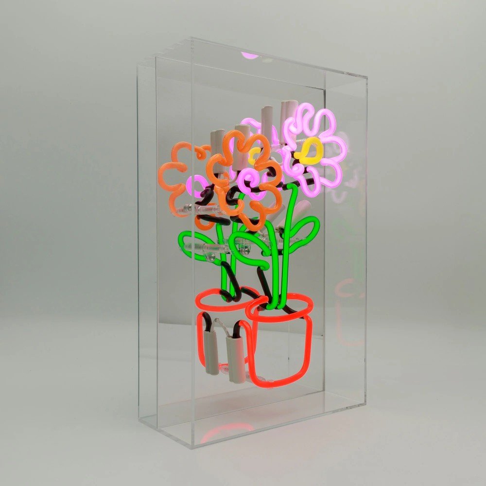 Neon Signs with Flowers – ‘Flowers in Pot’ Retro Lightbox Smithers Your Custom Neon Sign & Neon Signs | Handmade in London by...