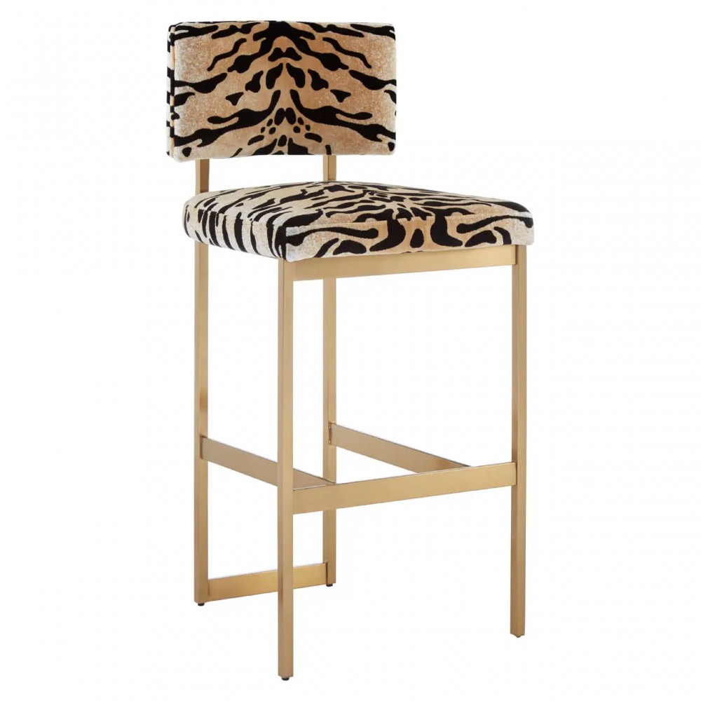 Luxury Manhattan Tiger Print Bar Stool – Gold Deco Design Bar Stools £800.00