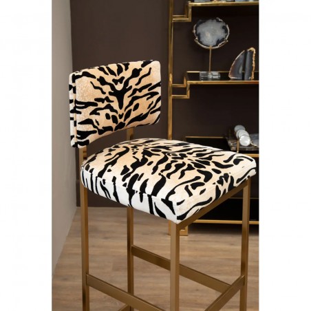 Luxury Manhattan Tiger Print Bar Stool – Gold Deco Design Bar Stools £800.00