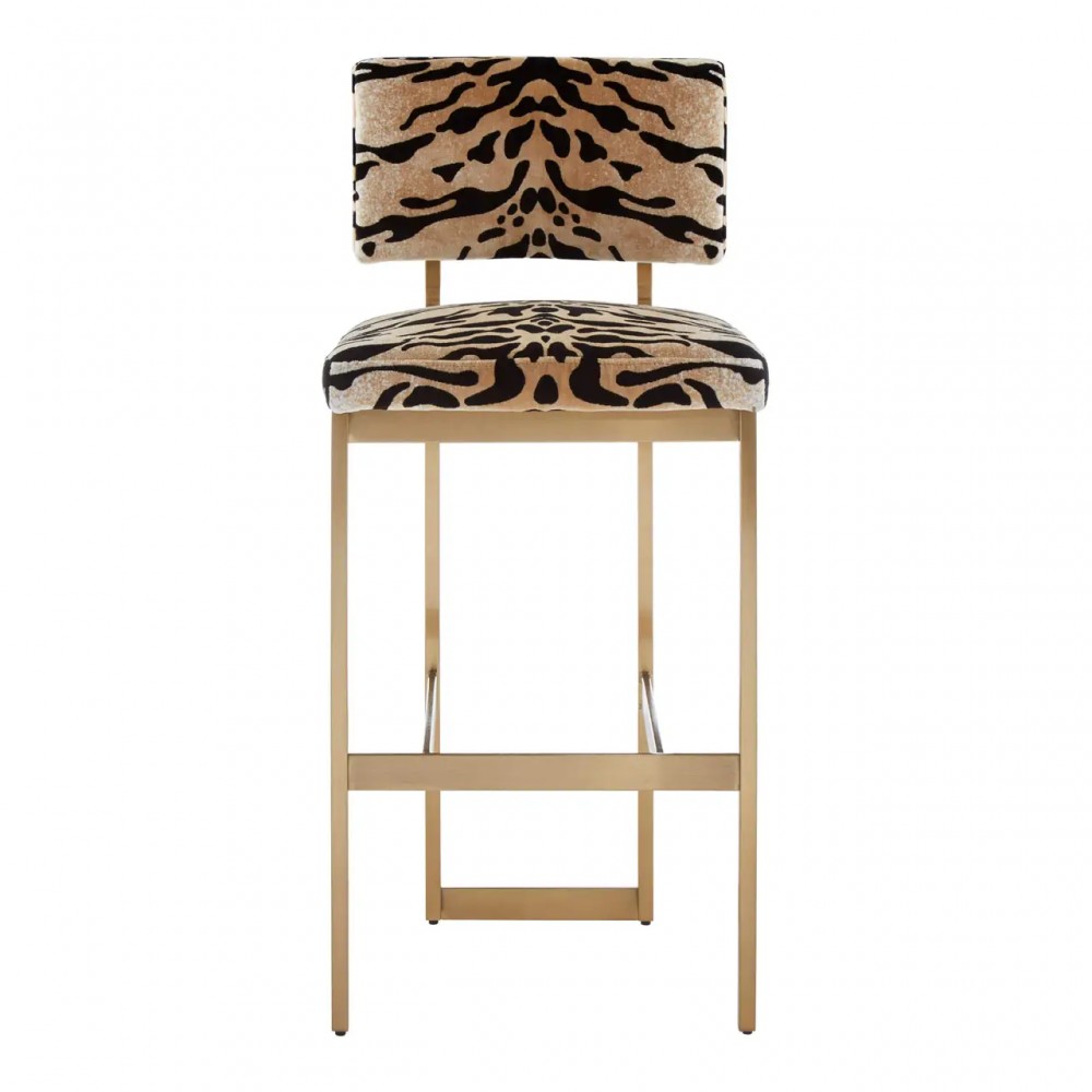 Luxury Manhattan Tiger Print Bar Stool – Gold Deco Design Bar Stools £800.00