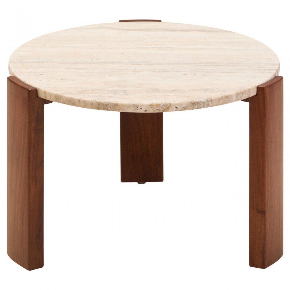 Round Travertine & Wood Coffee Table – Small Smithers Side Tables & Coffee Tables £275.00 Entrance Hall product_features