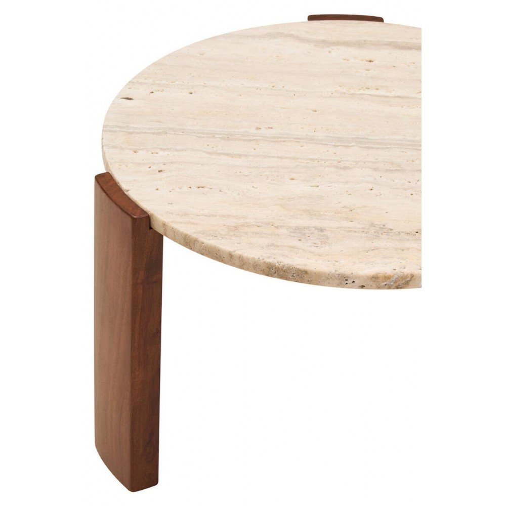 Round Travertine & Wood Coffee Table – Small Smithers Side Tables & Coffee Tables £275.00 Entrance Hall product_features