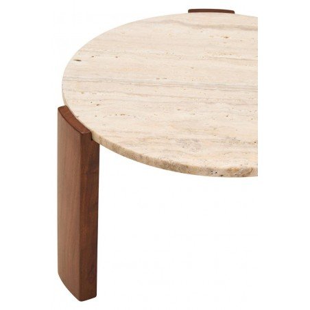 Round Travertine & Wood Coffee Table &ndash; Small Smithers Side Tables & Coffee Tables &pound;275.00 Entrance Hall product_features