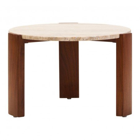 Round Travertine & Wood Coffee Table &ndash; Small Smithers Side Tables & Coffee Tables &pound;275.00 Entrance Hall product_features