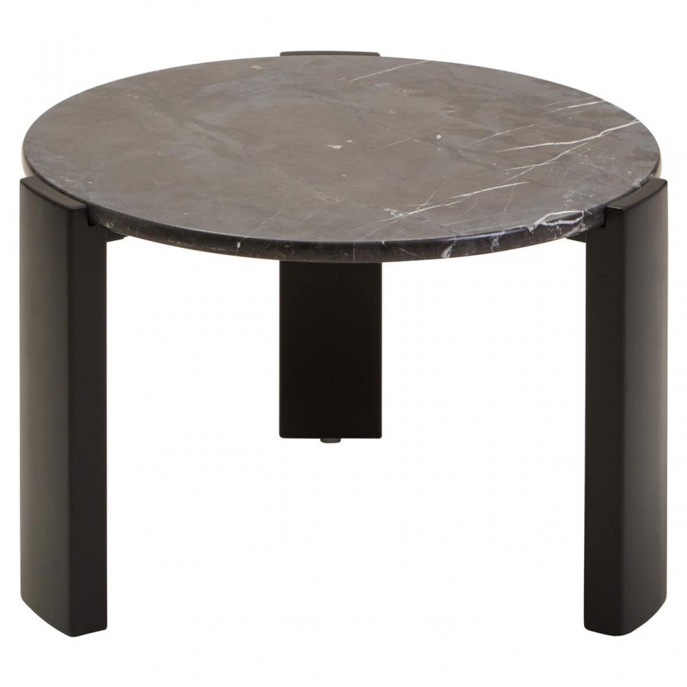 Round Travertine & Wood Coffee Table – Black Side Tables & Coffee Tables £400.00
