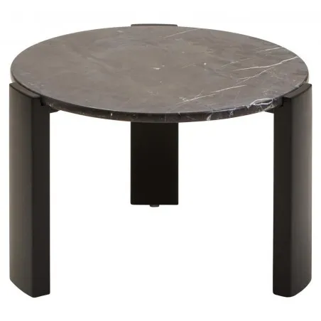 Round Travertine & Wood Coffee Table &ndash; Black Smithers Side Tables & Coffee Tables &pound;400.00 Entrance Hall product_features