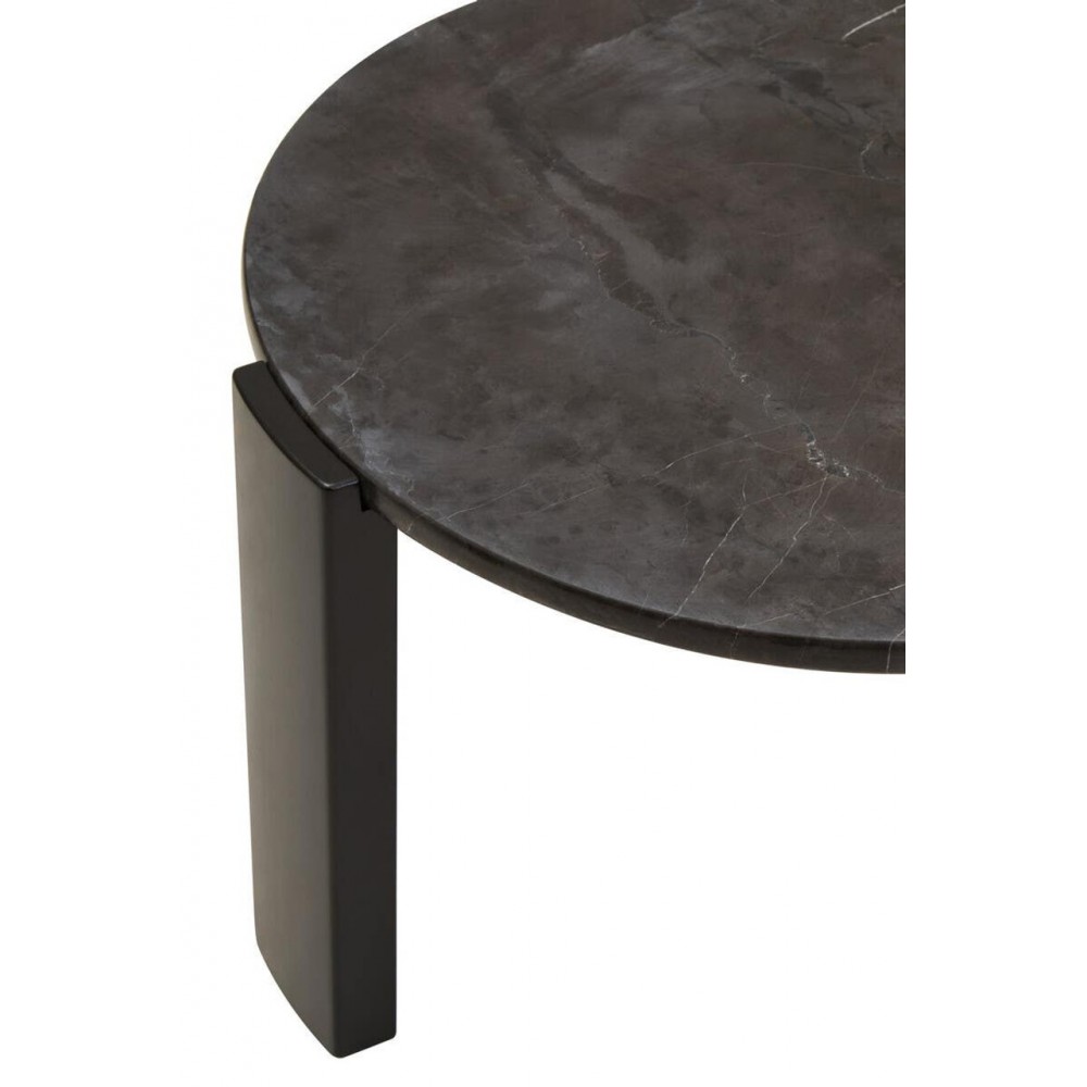 Round Travertine & Wood Coffee Table – Black Side Tables & Coffee Tables £400.00
