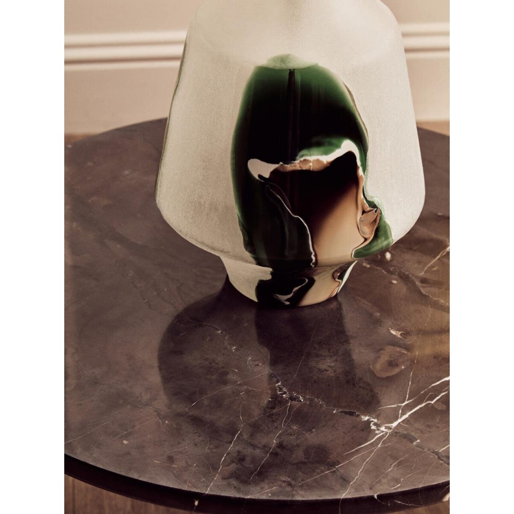 Round Travertine & Wood Coffee Table – Black Side Tables & Coffee Tables £400.00