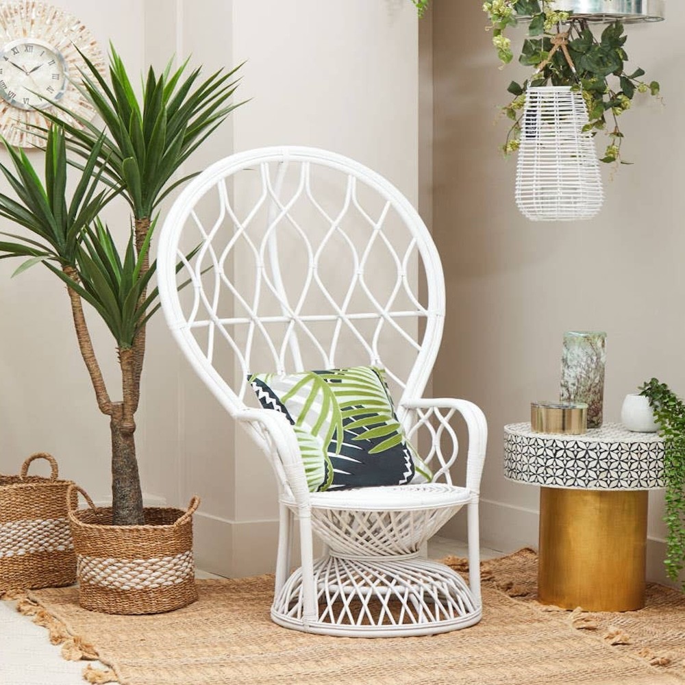 Peacock Cane Chair - White Sofas and Armchairs £600.00