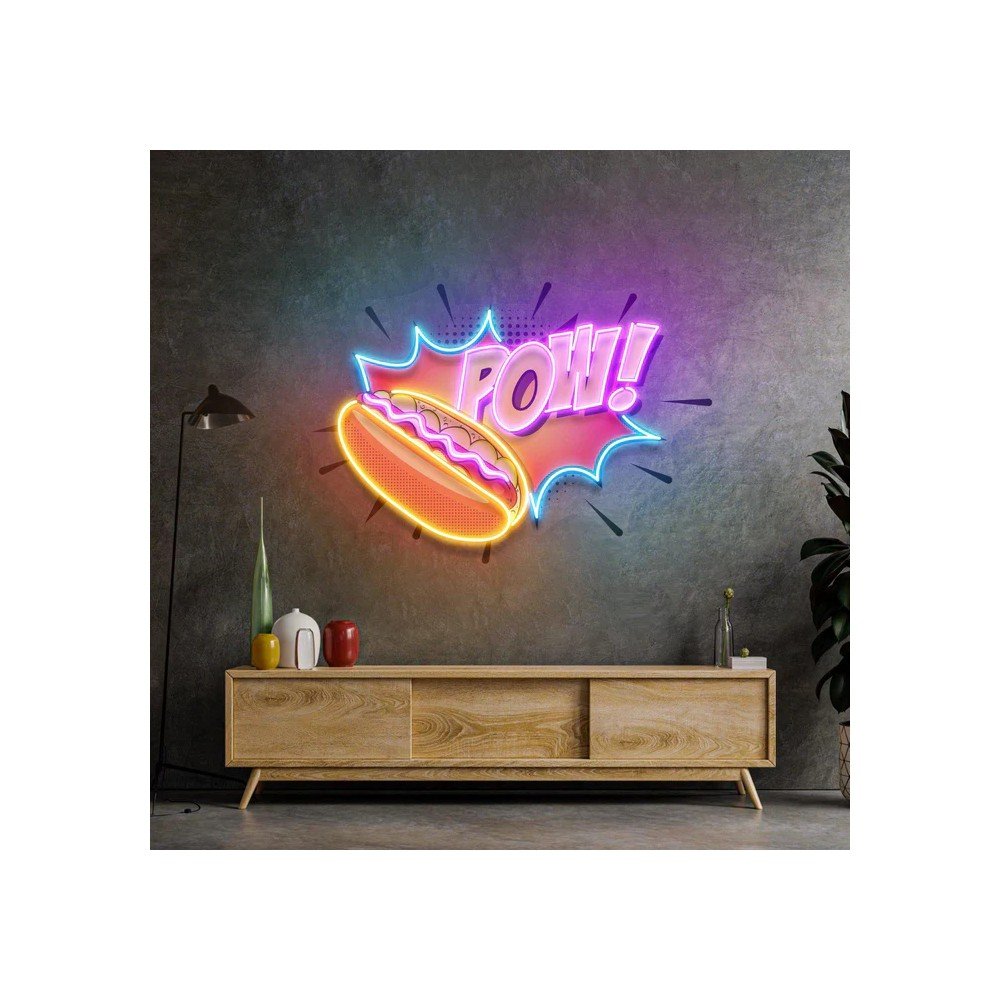 Hotdog POW! Neon Sign – Pop Art LED Wall Light Smithers Your Custom Neon Sign & Neon Signs | Handmade in London by Smithers £...