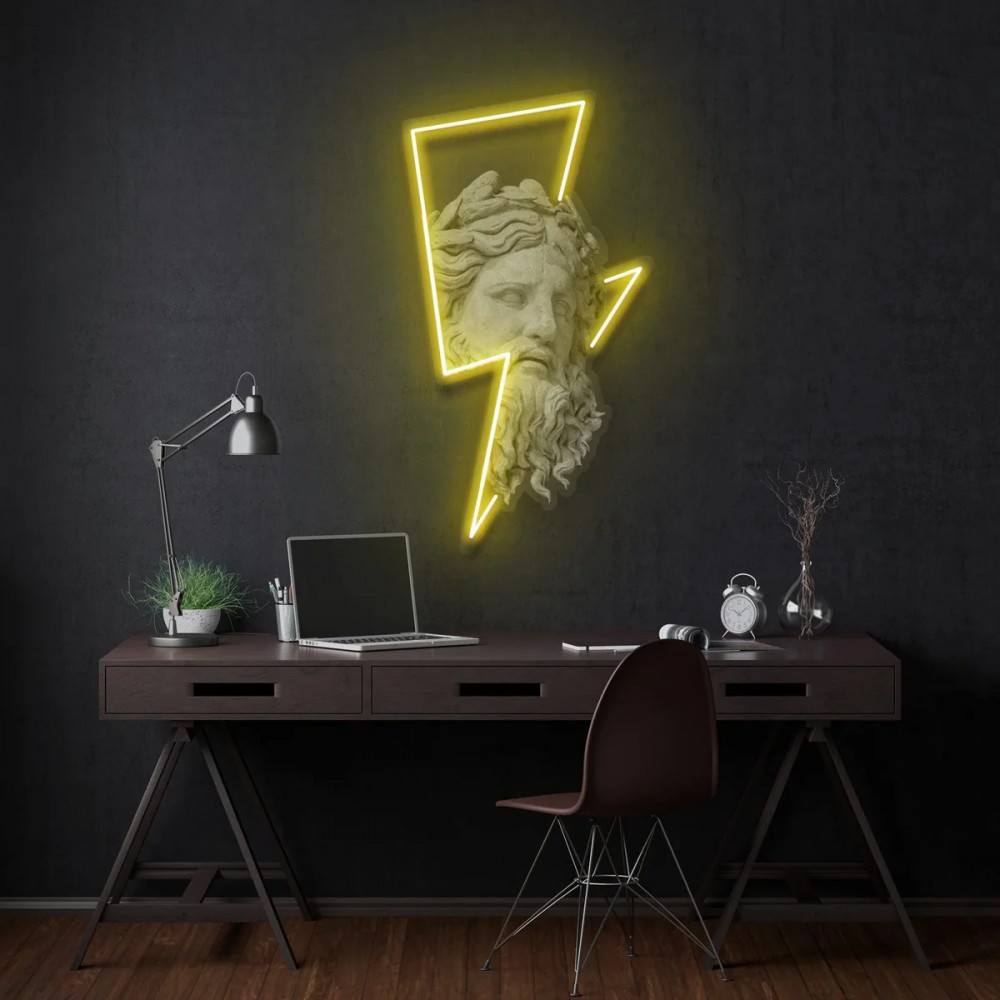 Zeus & Lightning Bolt Neon Sign – LED Wall God Light Smithers Your Custom Neon Sign & Neon Signs | Handmade in London by Smit...
