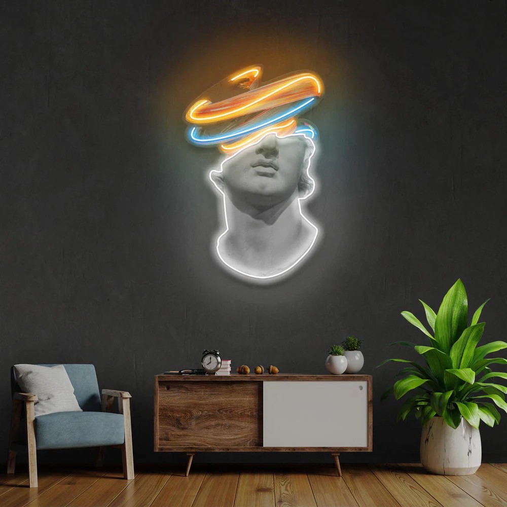 Head in the Clouds Neon Sign – Greek Bust LED Wall Light Smithers Your Custom Neon Sign & Neon Signs | Handmade in London by ...