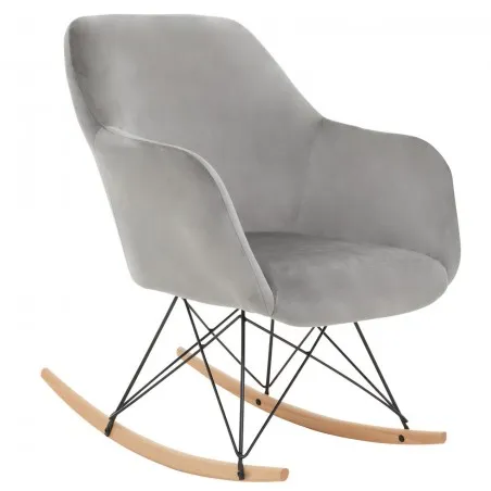 Larkspur Grey Velvet Rocking Chair Designer Furniture £185.00 Living Room Beech Steel product_features