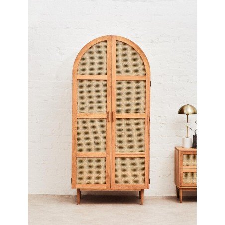 Luxury Retro Rattan Wardrobe &ndash; Arched Oak Wood Closet Smithers Storage &pound;2,000.00 Rattan product_features