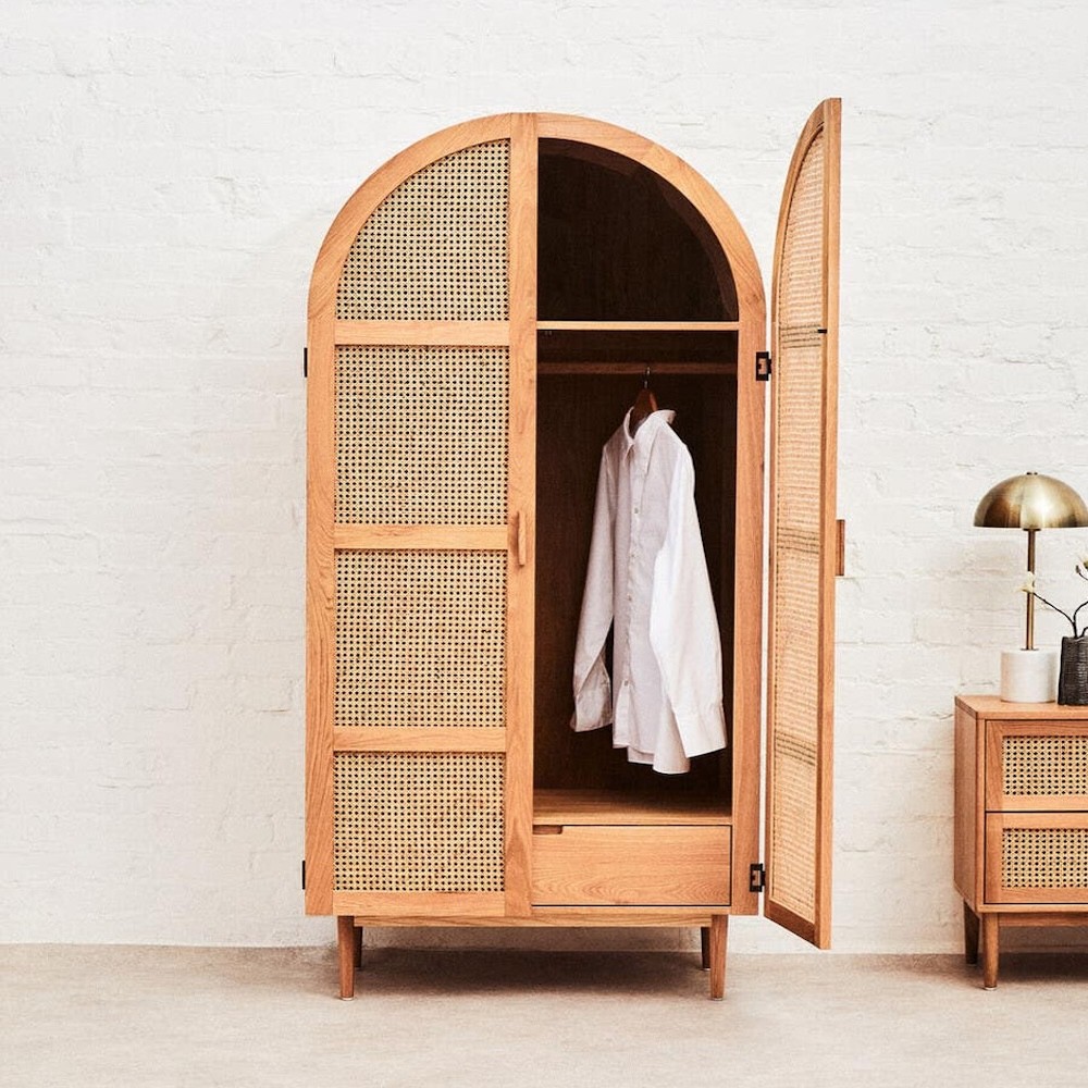 Luxury Retro Rattan Wardrobe – Arched Oak Wood Closet Smithers Storage £2,000.00 Rattan product_features