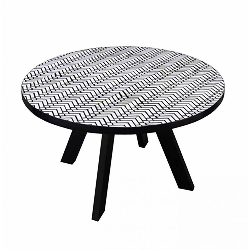 Bone Inlay Black and White Round Dining Table Smithers Monochrome £1,300.00 Kitchen Diner product_features