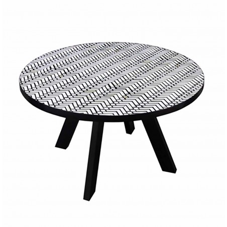 Bone Inlay Black and White Round Dining Table Smithers Monochrome &pound;1,300.00 Kitchen Diner product_features