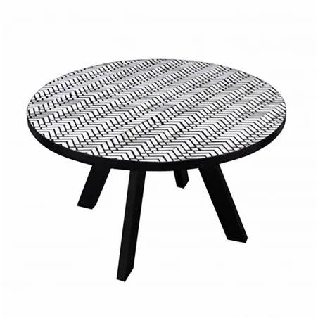 Bone Inlay Black and White Round Dining Table Smithers Monochrome &pound;1,300.00 Kitchen Diner product_features