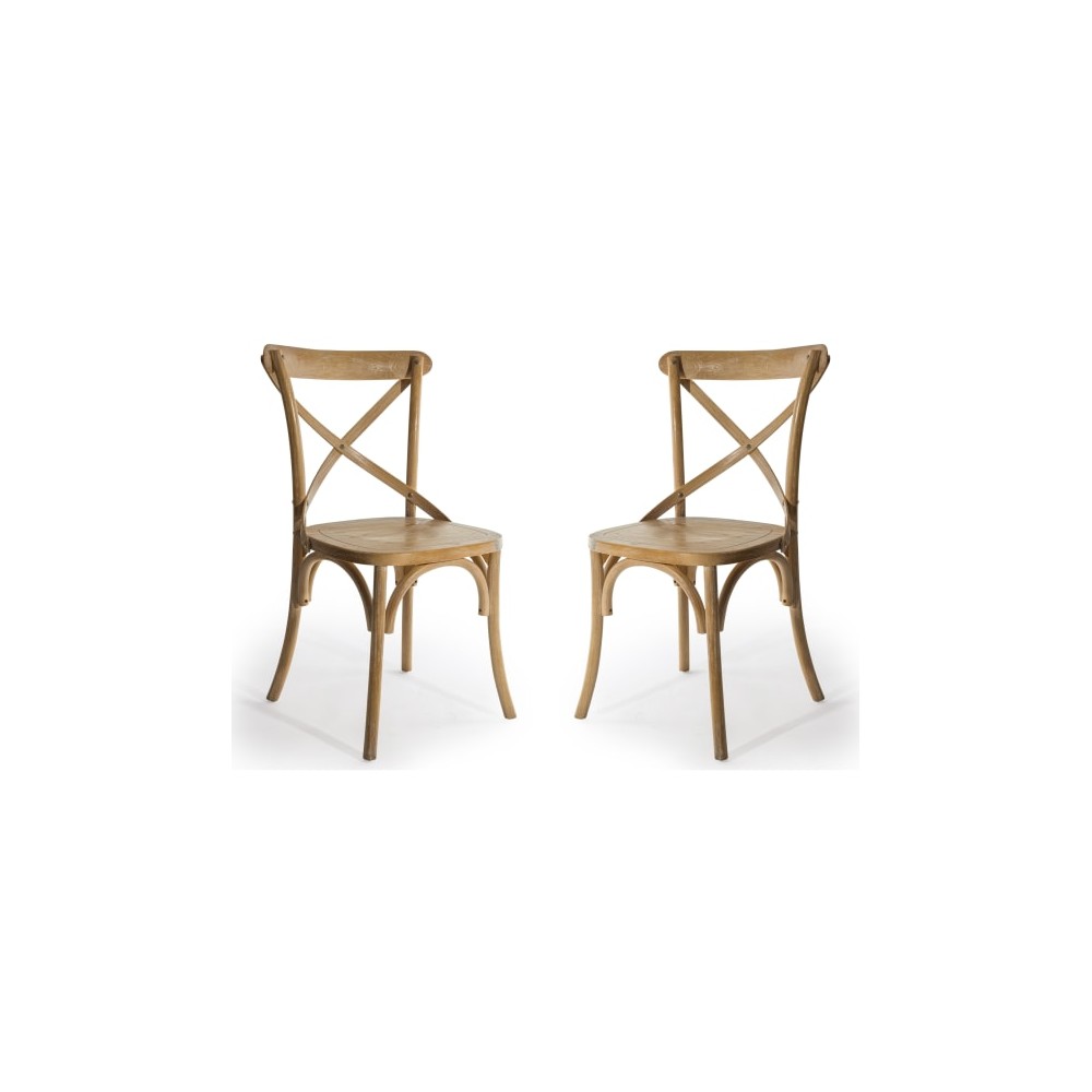 Set Of 2 Cross Back Cafe Bistro Stacking Chair Smithers Garden £300.00 Elm product_features