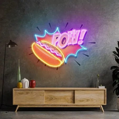 Hotdog POW! Neon Sign – Pop Art LED Wall Light Smithers Your Custom Neon Sign & Neon Signs | Handmade in London by Smithers £...