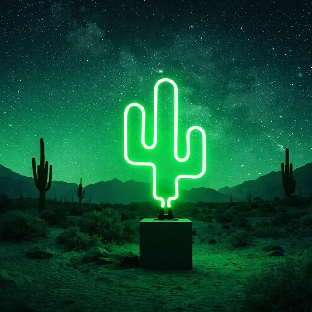 Cactus Neon Light – Green Glass Sign Made with Real Gas  Lighting £90.00      product_features