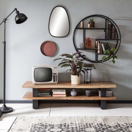 Luxury Solid Acacia TV Stand – Live Edge Industrial Lowboard Smithers Furniture £485.00 Living Room Acacia Iron product_features