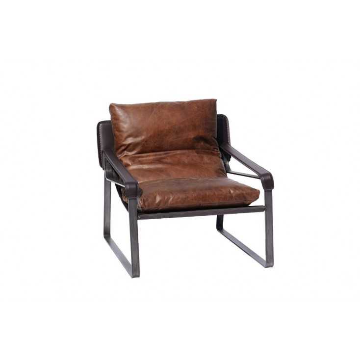 Funky distressed Leather Armchair Metal and Black designer ...