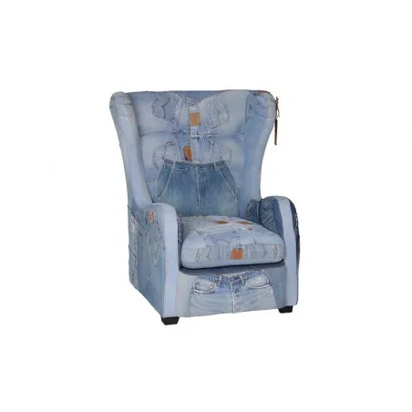 Levi 501 Denim Wing-Back Armchair Smithers Used, Abused, & Reused £4,000.00 All Rooms Teak Wood product_features