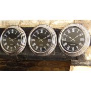 World clocks black 3 parts vintage retro industrial chrome face black