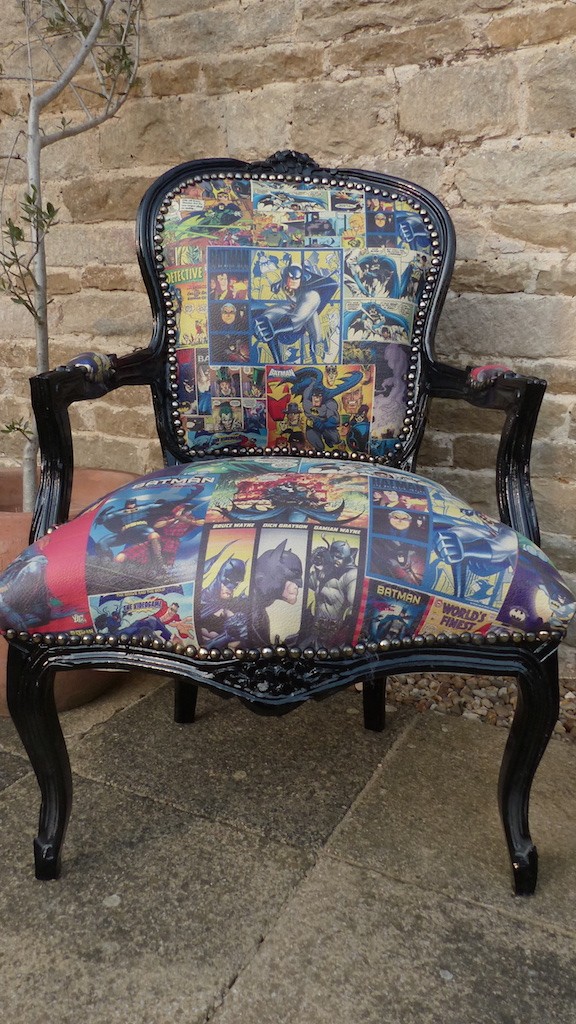 The batman comic chair is flying from gotham