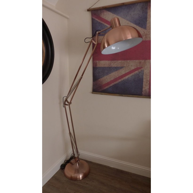 Angled copper floor lamp Smithers of Stamford • UK, US & Canada