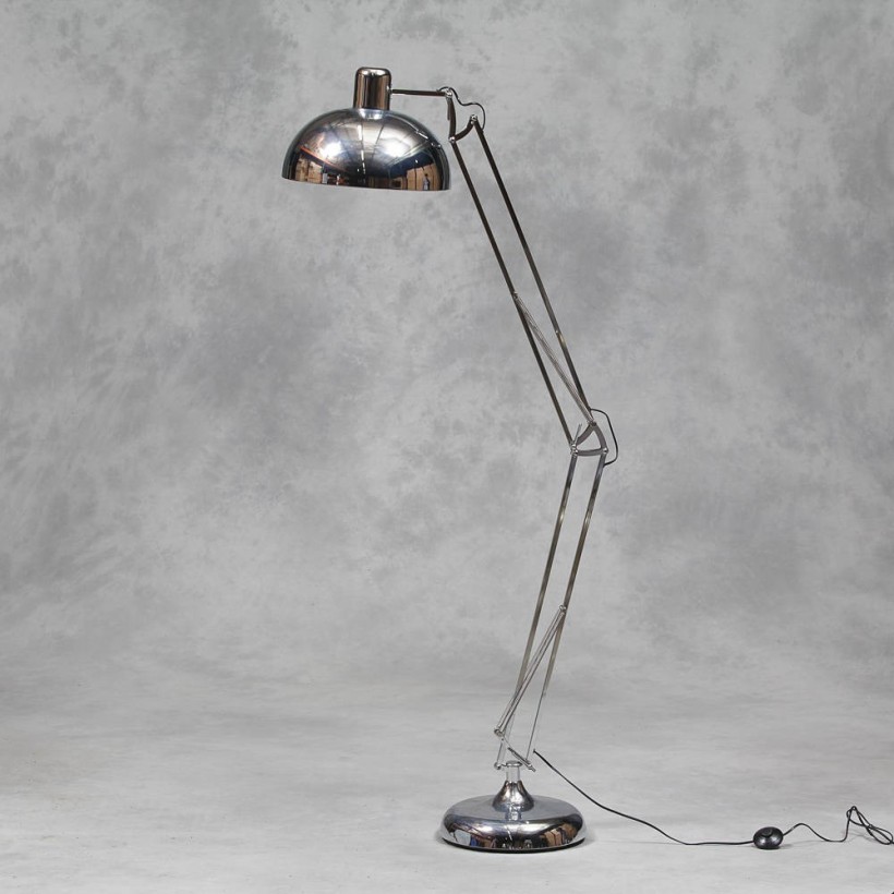 Arched Retro Floor Lamp Colour in Grey Chrome Copper Yellow UK