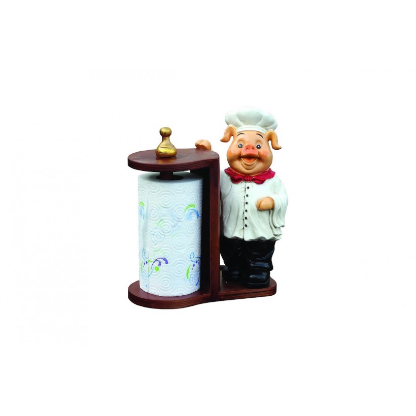 Chef Pig Kitchen roll holder in retro 1970s style • UK, US & Canada