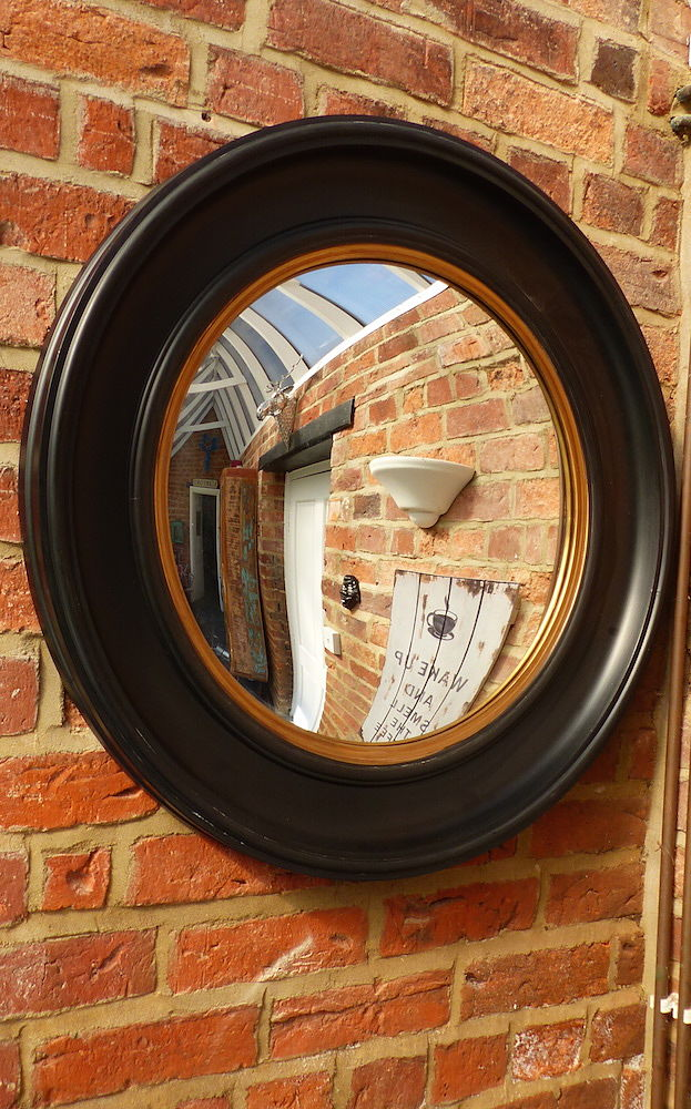 Fish eye convex nautical mirror for vintage home interiors