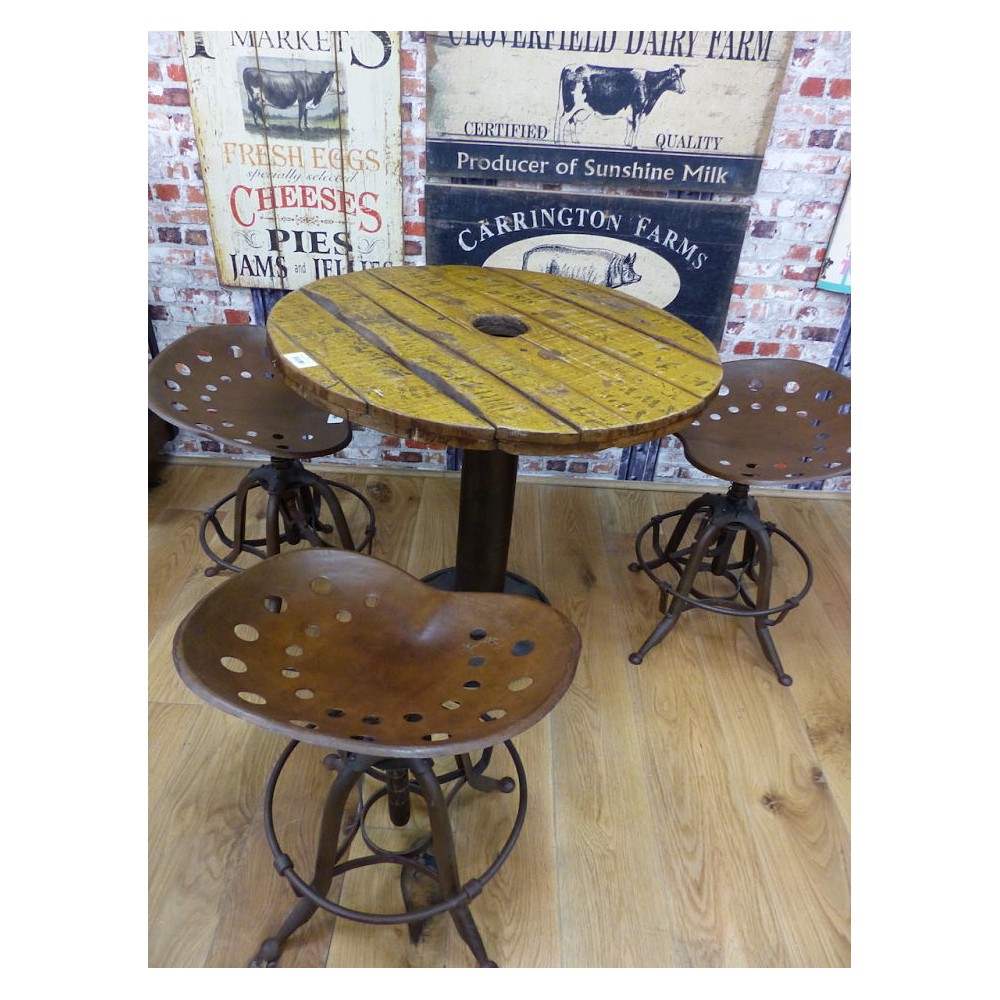 Pub Reclaimed recycled dining industrial round table save ...