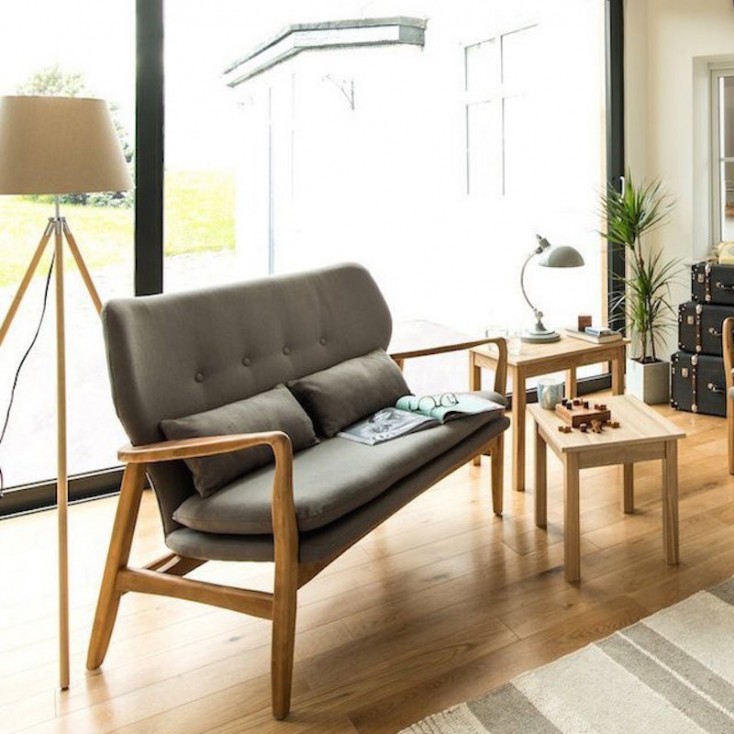 Retro Grey or Beige Scandinavian Style Sofa Waiting Room 