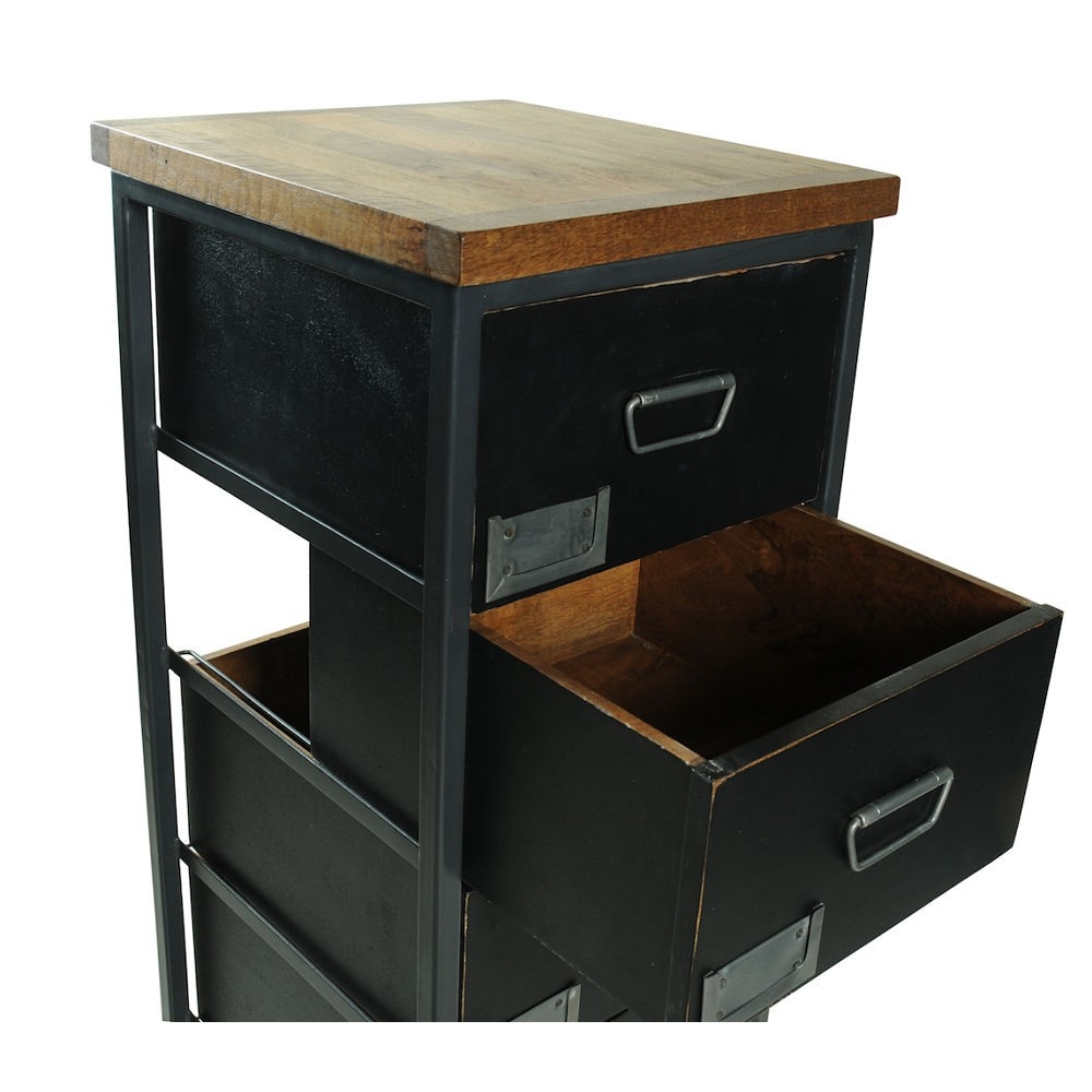 Industrial Vintage Tallboy Chest of Drawers Narrow Mango Wood