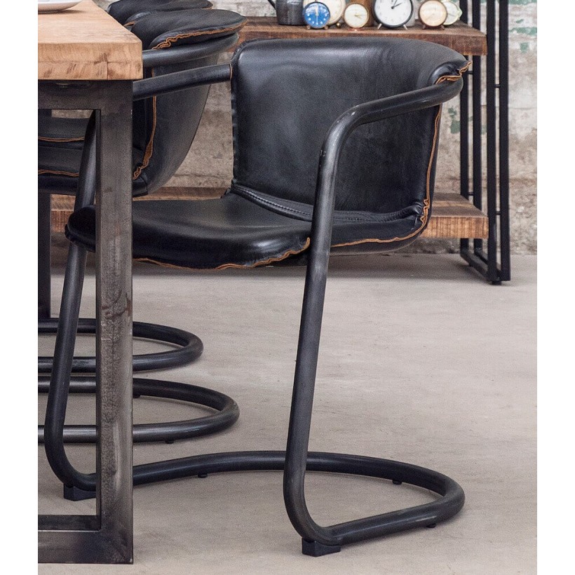 Black Brown Tan Leather Industrial Dining Chairs Office Chairs