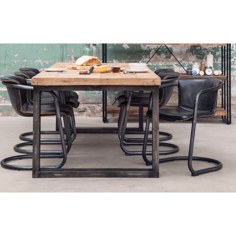 Black Brown Tan Leather Industrial Dining Chairs Office Chairs