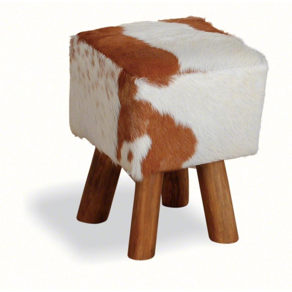 Goat Skin Fur Stool Smithers Footstools £150.00 All Rooms Mango Wood product_features