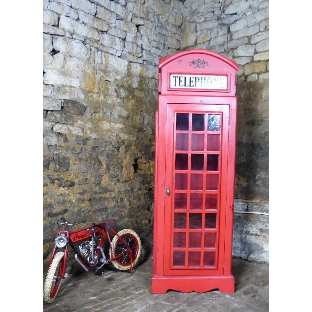 Vintage Large Life Size Replica Red Telephone Bookcase Cabinet Box