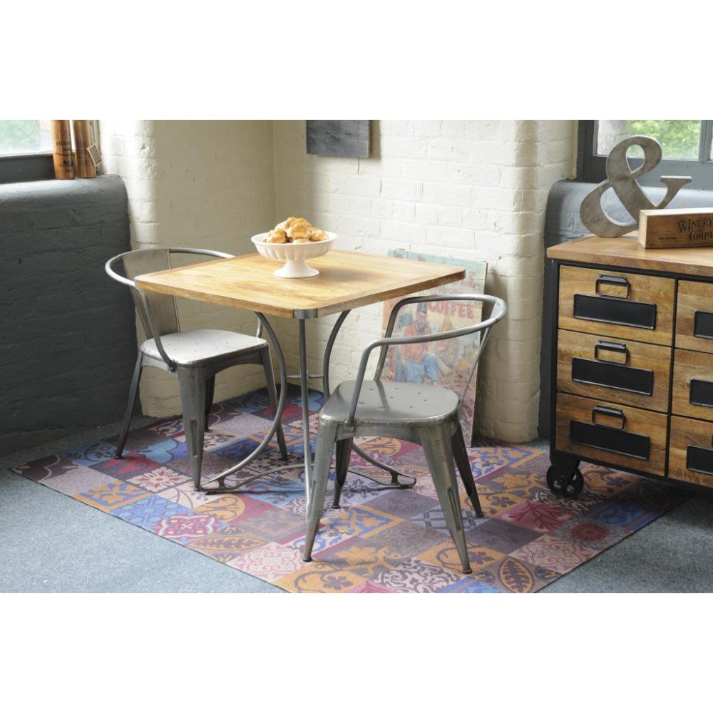 Bistro Vintage Industrial Small Dining Table Smithers Industrial Furniture £500.00 Kitchen Diner Mango Wood Iron product_feat...